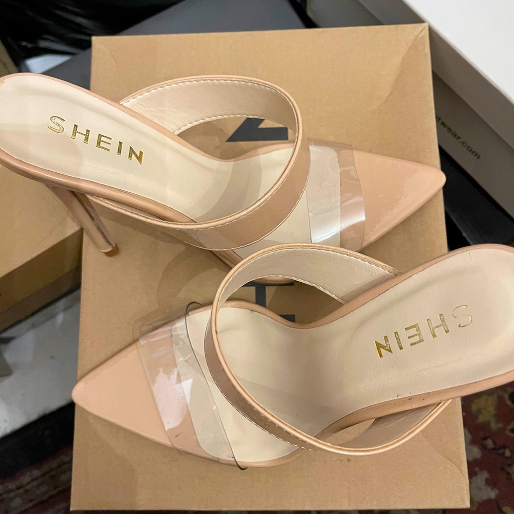 Shein Nude Pointed Sandal Heels